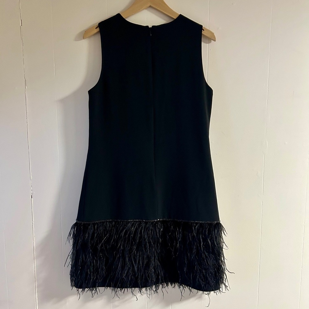 Tahari ASL‎ Embellished Feather-Hem Sheath Dress in Black sz 6 - Picture 5 of 5